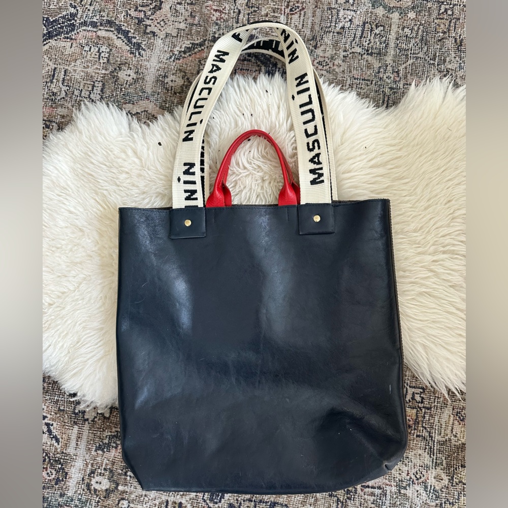 Clare V Navy Leather Tote